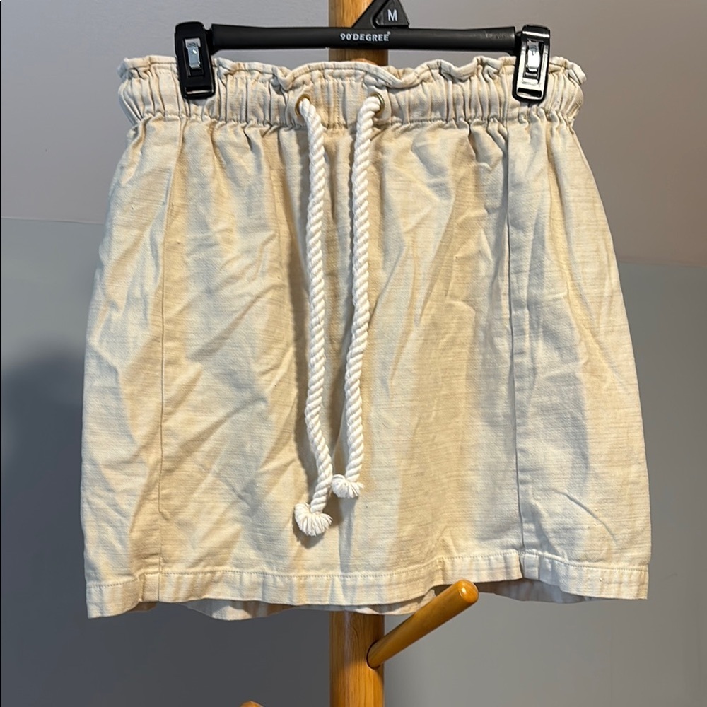 J. Crew Beige 100% Cotton Paperbag Waist Mini Skirt with Rope Drawstring S
